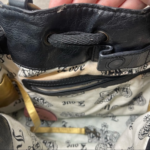 Juicy Couture Vintage Black/White Houndstooth Velour Purse Y2K - Picture 10 of 12